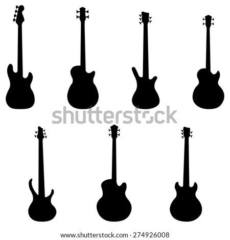 Download Silhouettes Bass Guitars Vector Set Stock Vector (Royalty ...