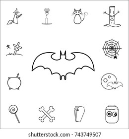 silhouettes of bat icon. Set of Halloween icons on white background
