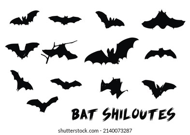 silhouettes of bats, bat silhouette on white background