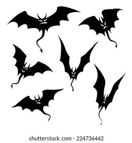 Silhouettes of bats demons