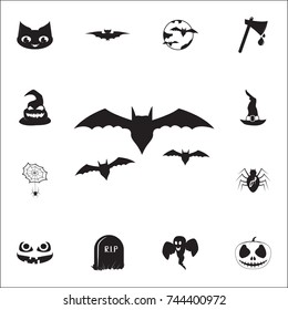 silhouettes of bats icon. Set of Halloween icons on white background