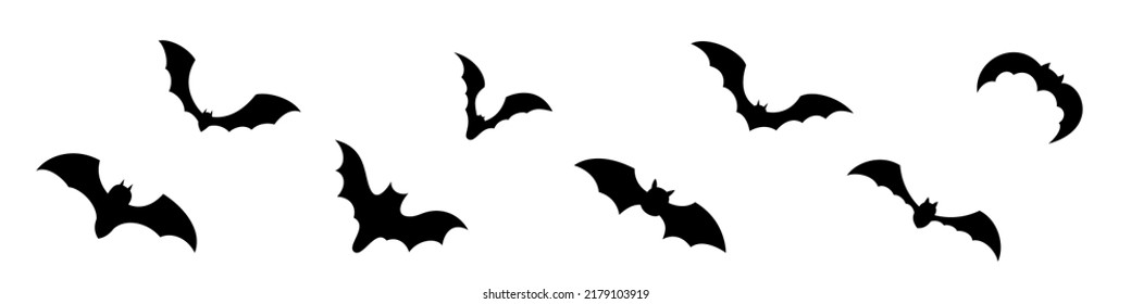 Silhouettes of bats on a white background
