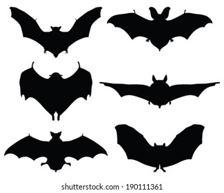 Silhouettes of bats, vector 