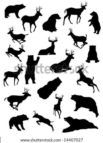 Silhouettes of Bear and Deer
