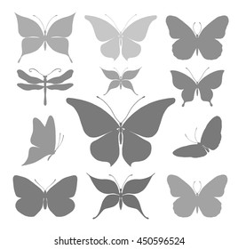 Silhouettes of beautiful butterflies vector illustration.