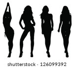 Silhouettes of beautiful girls 2- vector