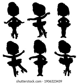 Silhouettes of beautiful graceful ballerinas set 1 isolated on a white background