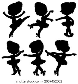 Silhouettes of beautiful graceful ballerinas set 8 isolated on a white background