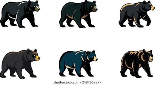  silhouettes of beer animals vector Illustration