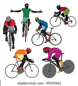 Silhouettes bicyclist. Vector