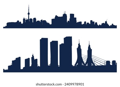 Silhouettes of big cities. City silhouette