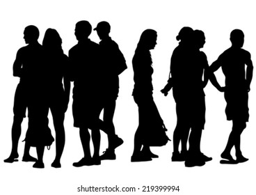 Silhouettes big crowds people on street