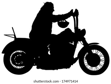 Silhouettes of big motorcyclists protective gear