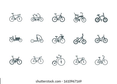 silhouettes bikes icon set design, Vehicle bicycle cycle healthy lifestyle sport and leisure theme Vector illustration