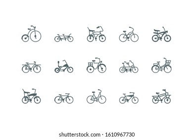 silhouettes bikes icon set design, Vehicle bicycle cycle healthy lifestyle sport and leisure theme Vector illustration
