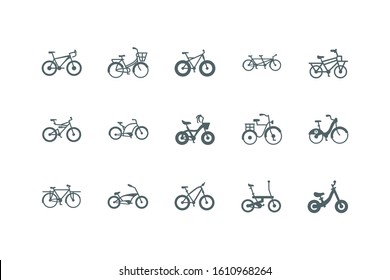silhouettes bikes icon set design, Vehicle bicycle cycle healthy lifestyle sport and leisure theme Vector illustration