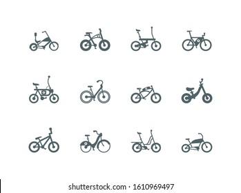 silhouettes bikes icon set design, Vehicle bicycle cycle healthy lifestyle sport and leisure theme Vector illustration