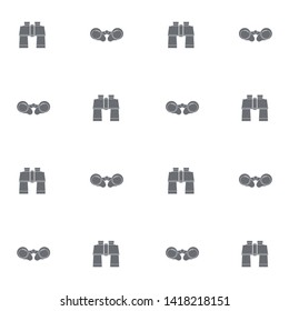 Silhouettes of binoculars. Vector seamless graphic pattern on a white background.