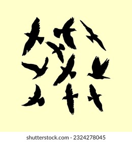 silhouettes of birds. dove flying silhouette illustration design