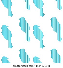 Silhouettes of birds from strips seamless pattern. Seamless animal print with birds. Trendy design for textile, cards, covers and other decorations. Vector illustration. Abstract geometric texture