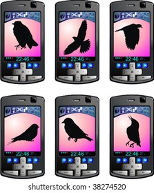 silhouettes of birds, vector illustration