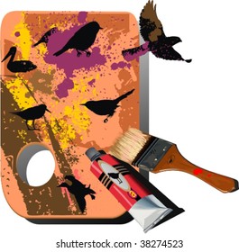 silhouettes of birds, vector illustration