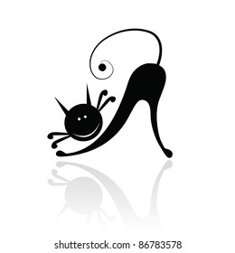Silhouettes black cat icons for halloween and others occasion