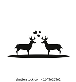 silhouettes of black illustration of two deer
