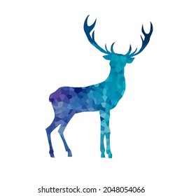 silhouettes of black and white illustration of two deer Christmas