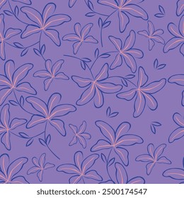 Silhouettes of blooming anemone, peony, gypsophila flowers in vintage style. Elegant seamless botanical pattern made of spring flowers