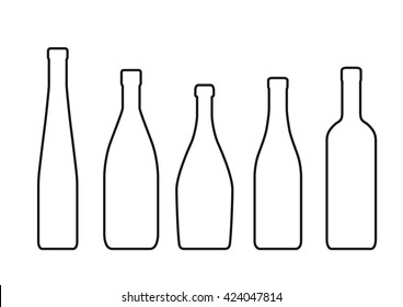 silhouettes of bottles on a white background
