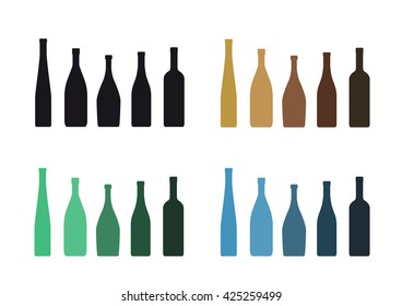 silhouettes of bottles on a white background