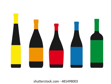 silhouettes of bottles on a white background