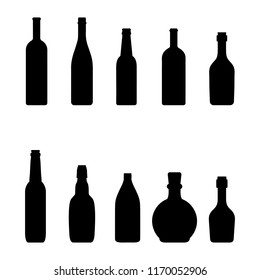 Silhouettes bottles of wine – stock vector