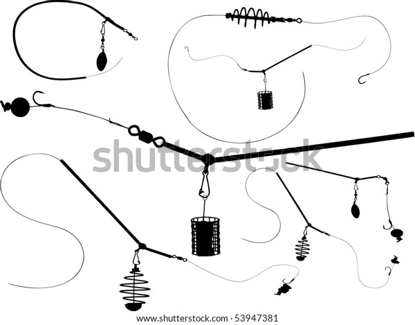 Silhouettes Bound Feeder Systems Fishing Needful Stock Image