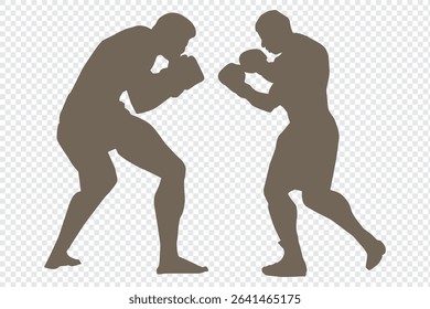 silhouettes of boxing player is isolated on a white background
