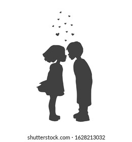 Silhouettes of a boy and a girl. Loving boy and girl. Kisses to lovers. loving. Linear vector illustration of people.