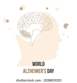 Silhouettes with brain. Vector illustration of World Alzheimer's Day