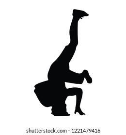 Silhouettes break dancer on a white background. illustration.