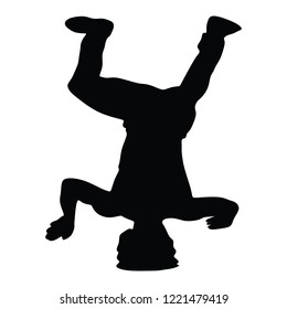 Silhouettes break dancer on a white background. illustration.