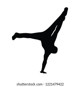 Silhouettes break dancer on a white background. illustration.