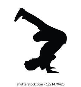 Silhouettes break dancer on a white background. illustration.