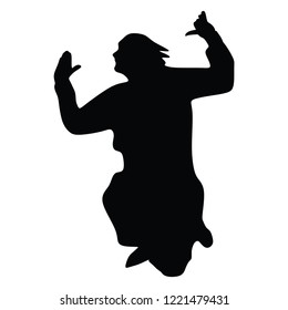 Silhouettes break dancer on a white background. illustration.