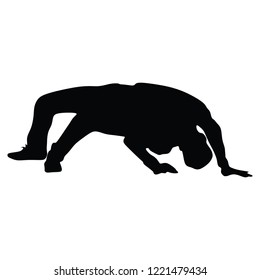 Silhouettes break dancer on a white background. illustration.