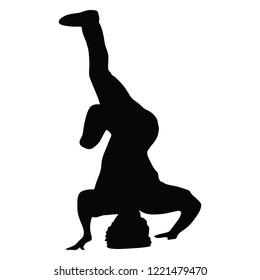 Silhouettes break dancer on a white background. illustration.