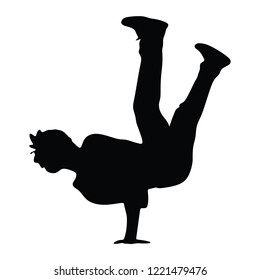 Silhouettes break dancer on a white background. illustration.