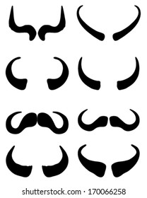 Silhouettes of buffalo horns, vector