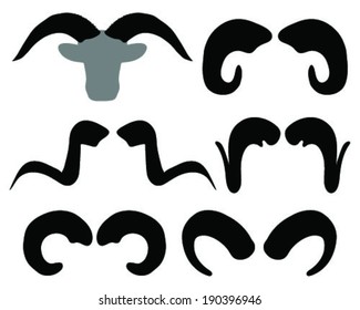 Silhouettes of buffalo horns, vector