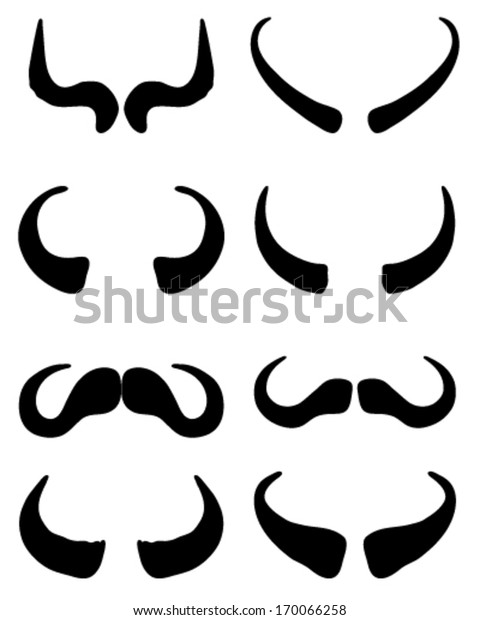 Silhouettes Buffalo Horns Vector Stock Vector (Royalty Free) 170066258 ...