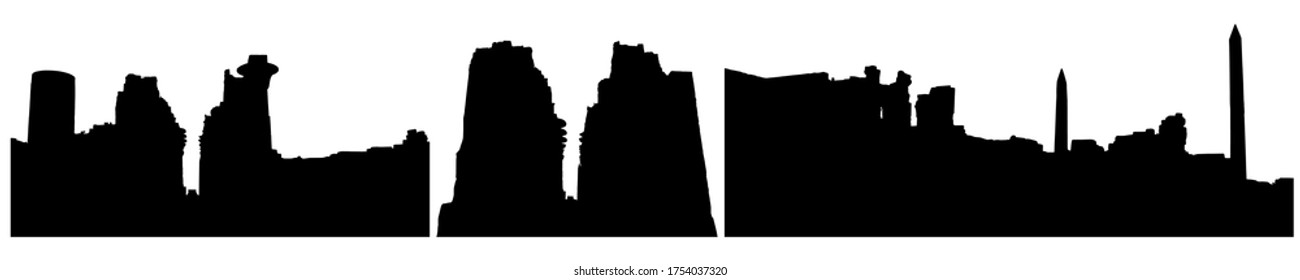 Silhouettes of building (ruins) of Karnak Temple Complex in Luxor (Egypt). Vector illustration